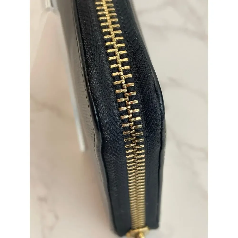 Tory Burch Black Saffiano Leather Zip-Around Continental Wallet GUC